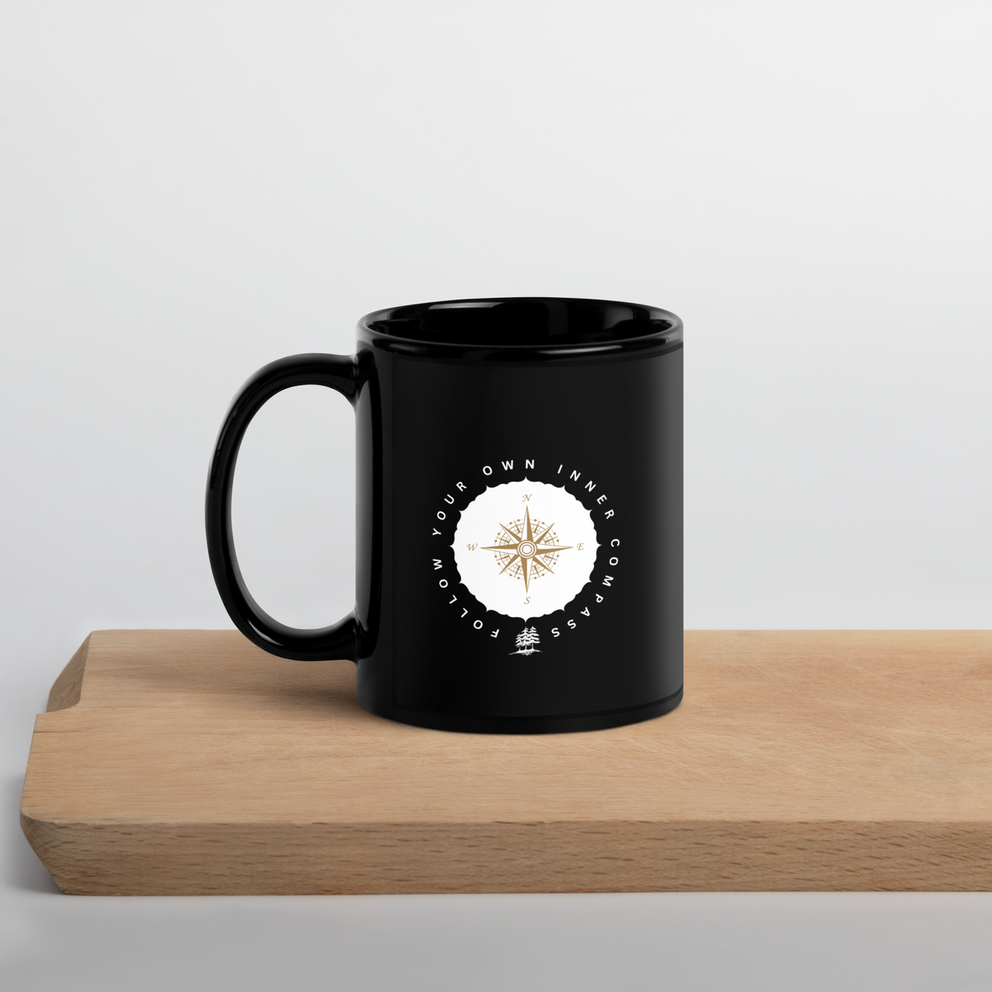 Compass Black Glossy Mug