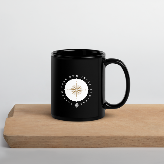 Compass Black Glossy Mug